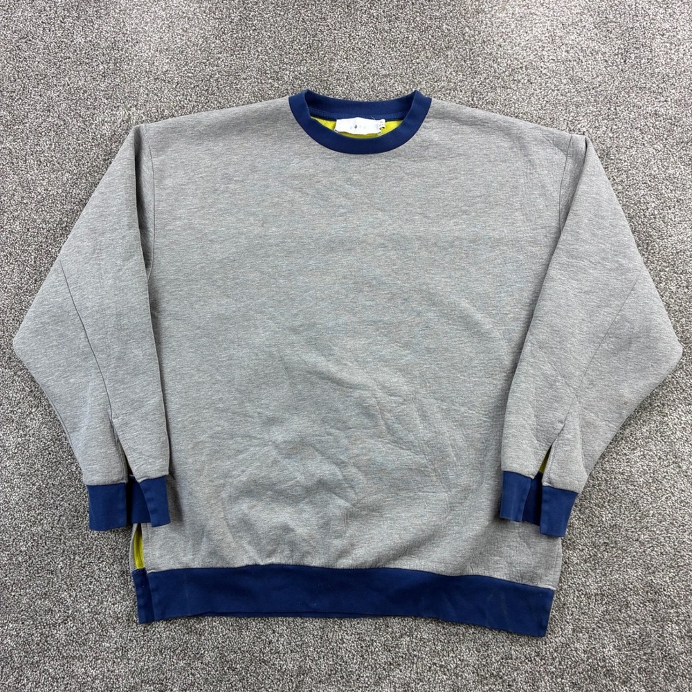 Noak Sweatshirt Mens XL Gray Blue Crewneck Double Face Tri Tone Pullover Split